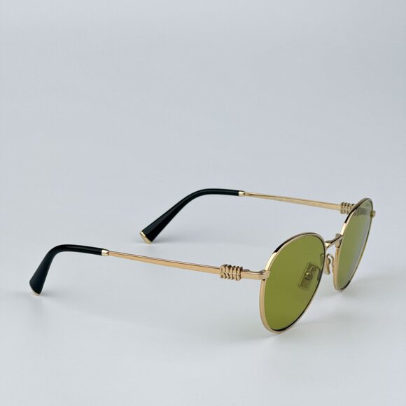 Miu Miu MU55ZS 5AK07O BRAND NEW Sunglasses Gold Olive Green Round Unisex main image 4